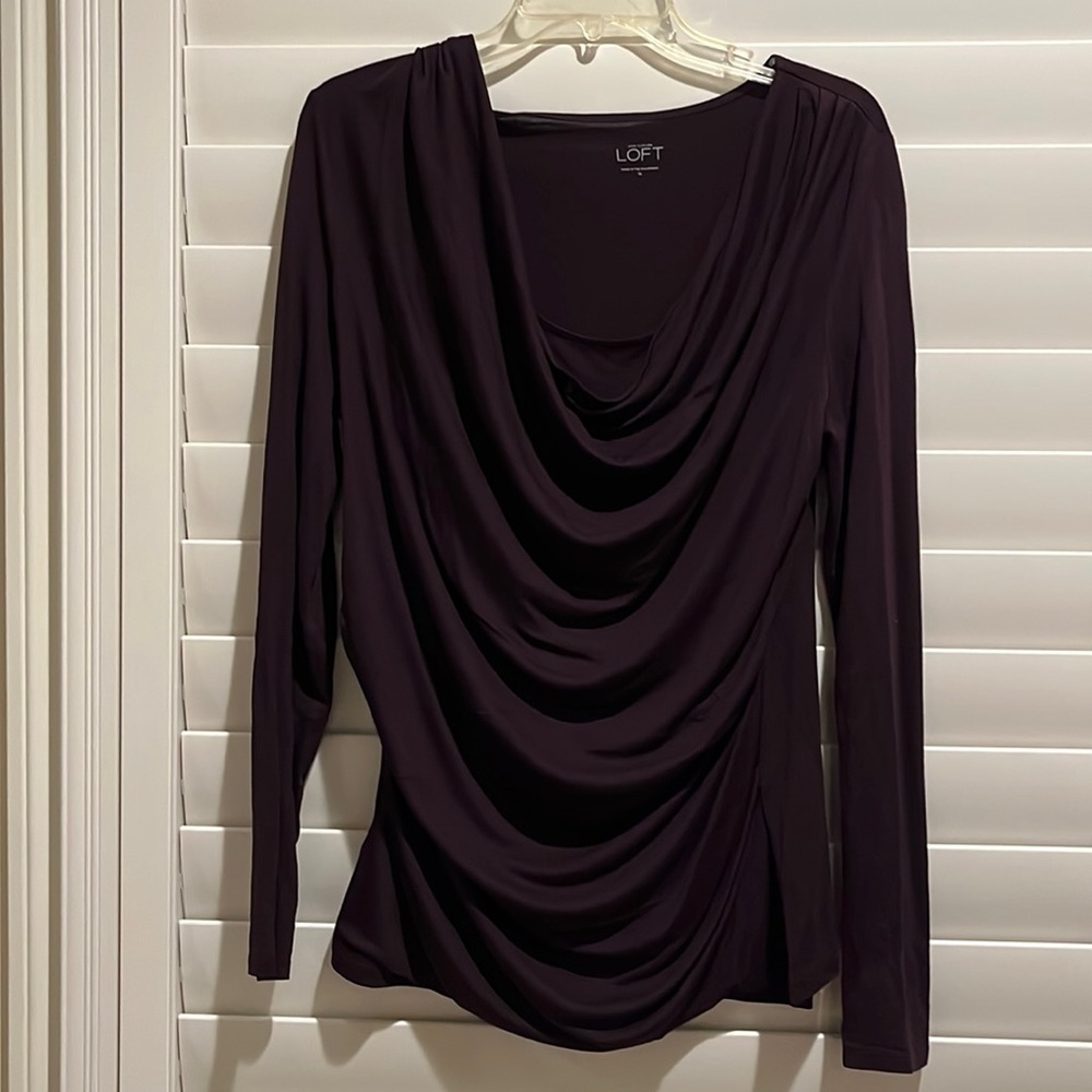 Ann Taylor Loft eggplant color cowl neck top. Medium BNWOT